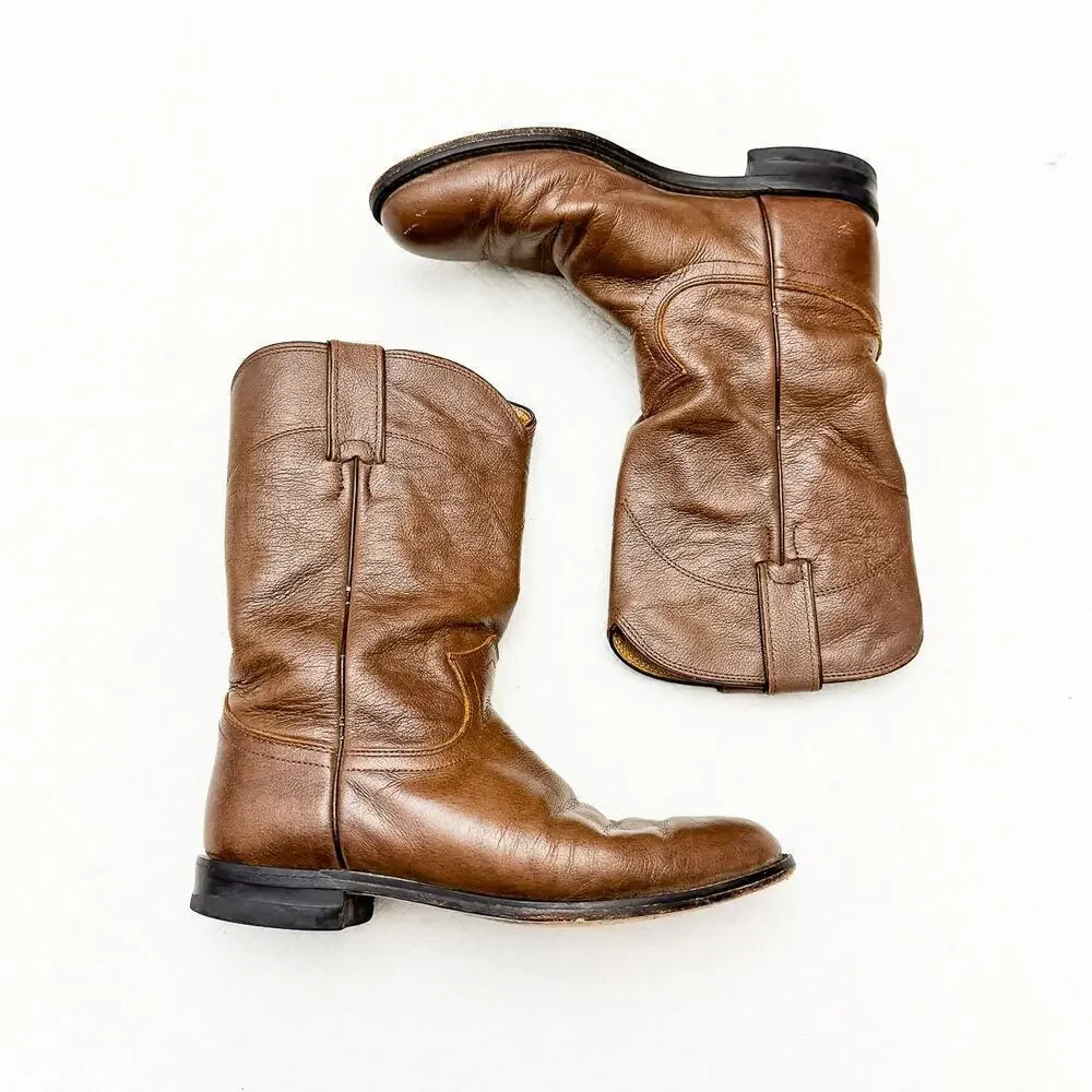 Justin's Men's Brown Cowboy Boot Calf Height Western Rancher Size 6.5